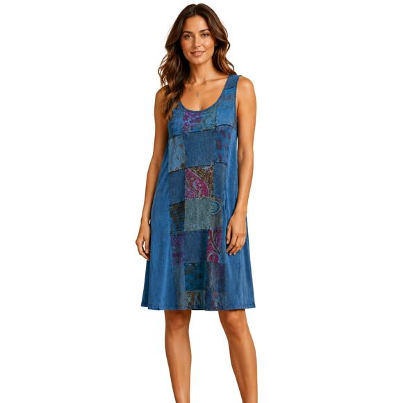 Parsley & Sage Dresses & Skirts - Parsley & sage boho patchwork sleevless summer dress sz M tie-dye EUC comfort